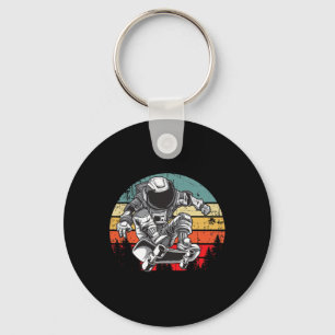 Astronaut Riding Skateboard Retro Vintage Sunset H Key Ring