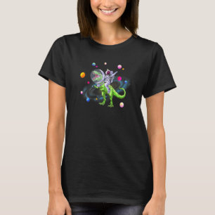 Astronaut Riding Space Rex Dinosaur Solar System F T-Shirt