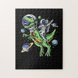 Astronaut Riding T-Rex Dinosaur Astro T-Rex Space Jigsaw Puzzle