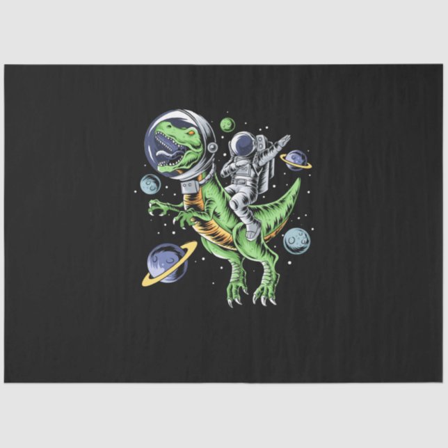 Astronaut Riding T-Rex Dinosaur Astro T-Rex Space Tissue Paper (Front)