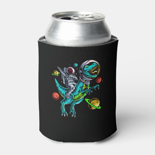 Astronaut Riding T-Rex Dinosaur   Can Cooler (Can Front)