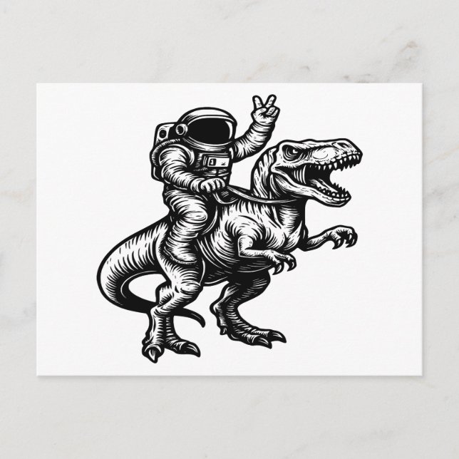 Astronaut Riding T Rex Holiday Postcard (Front)