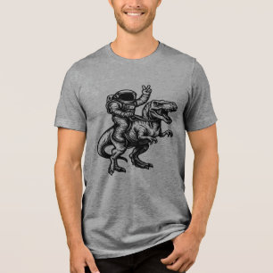 Astronaut Riding T Rex Tri-Blend Shirt