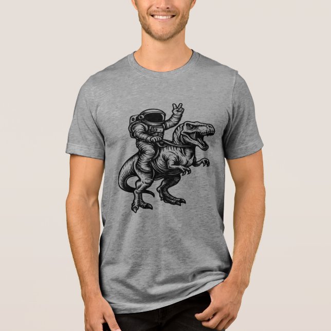 Astronaut Riding T Rex  Tri-Blend Shirt (Front)