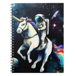 Astronaut Riding Unicorn in Space - Funny Science  Notebook