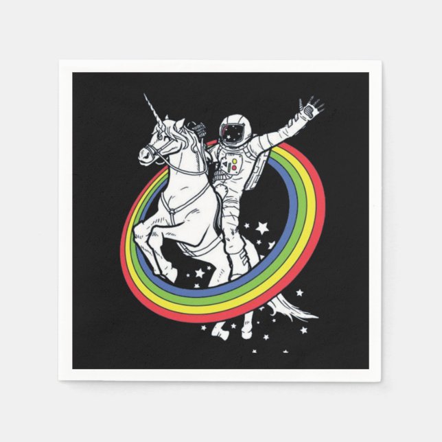 Astronaut Riding Unicorn Napkin (Front)