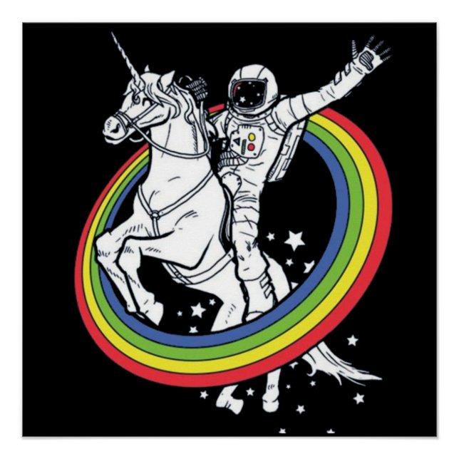 Astronaut Riding Unicorn  Poster (Front)