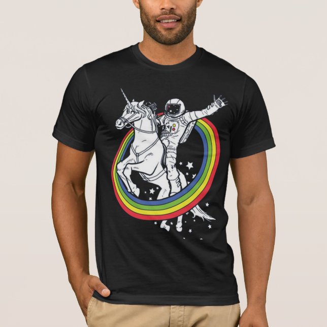 Astronaut Riding Unicorn T-Shirt (Front)