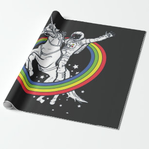 Astronaut Riding Unicorn Wrapping Paper