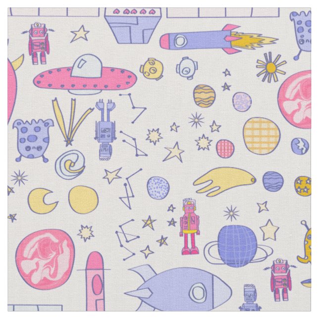 astronaut robot alien rocket ufo sci-fi spaceship fabric (Close Up)