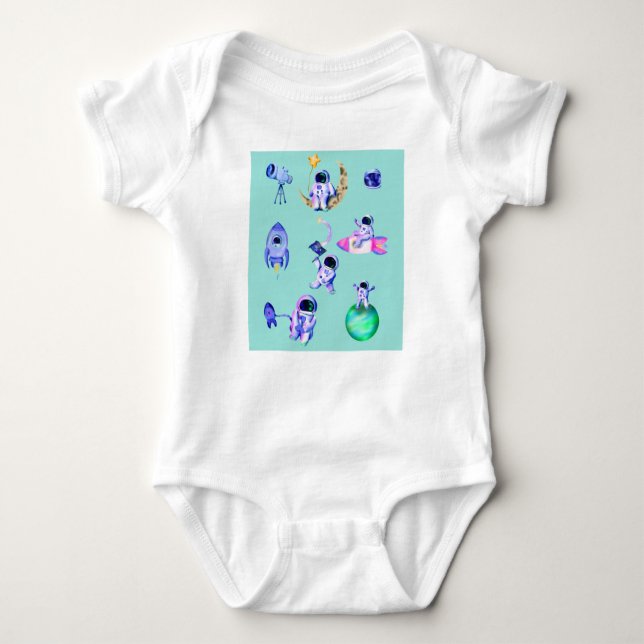 Astronaut rocket earth space baby bodysuit (Front)