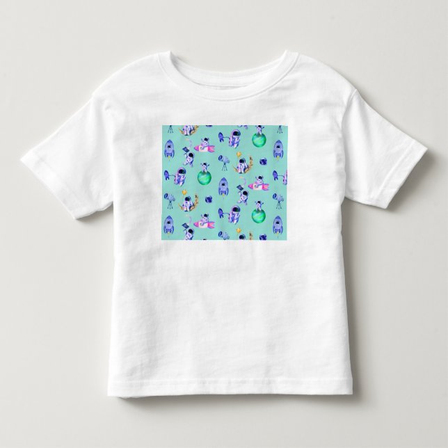 Astronaut rocket earth space toddler T-Shirt (Front)