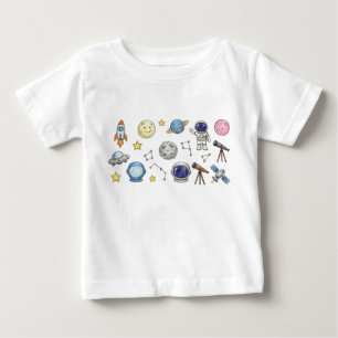 astronaut rocket kids drawing  crayon colour penci baby T-Shirt