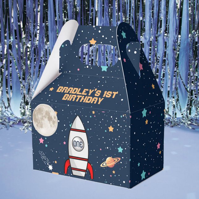 Astronaut Rocket Outer Space 1st Birthday Party Favour Box (Creator Uploaded)