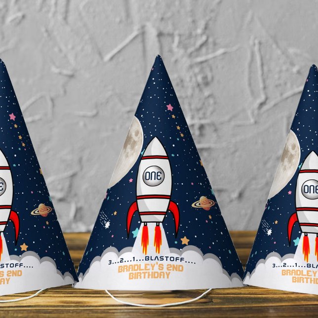 Astronaut Rocket Outer Space 1st Birthday Party Hat (Creator Uploaded)