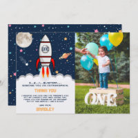 Astronaut Rocket Outer Space 1st Birthday Photo