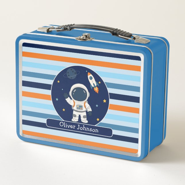 Astronaut Rocket Outer Space Kids  Metal Lunch Box (Front)