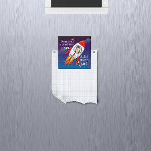 Astronaut rocket outer space personalised photo magnet