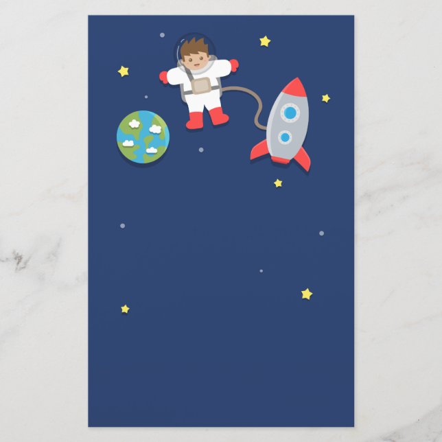 Astronaut, Rocket Ship, Outer Space, For Boys Stationery (Front)