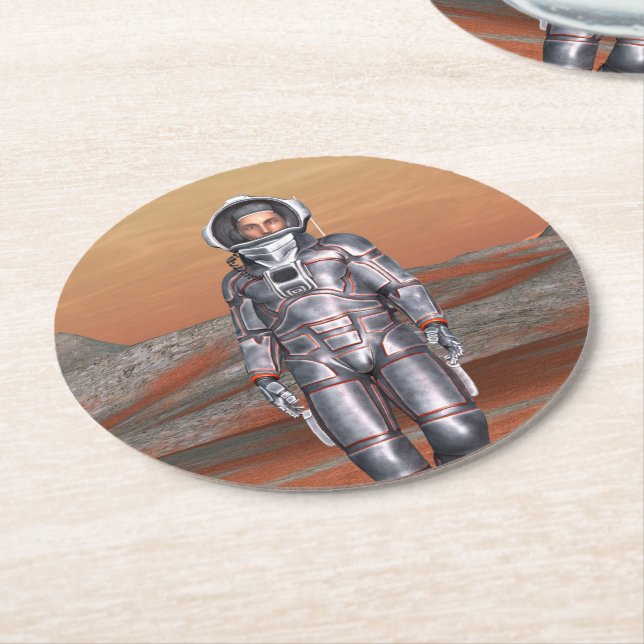 Astronaut Round Paper Coaster (Angled)