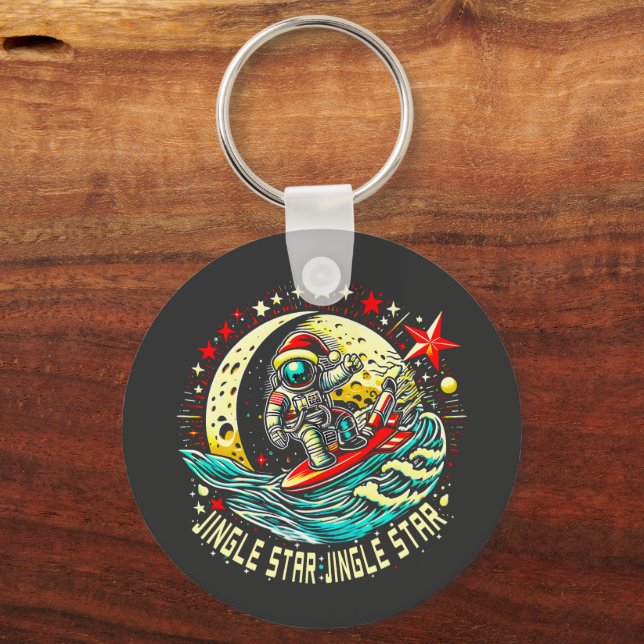Astronaut Santa Christmas Xmas Space Gift   Key Ring (Front)