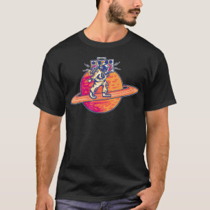 Astronaut Saturn Planet Space Galay Retro Radio T-Shirt