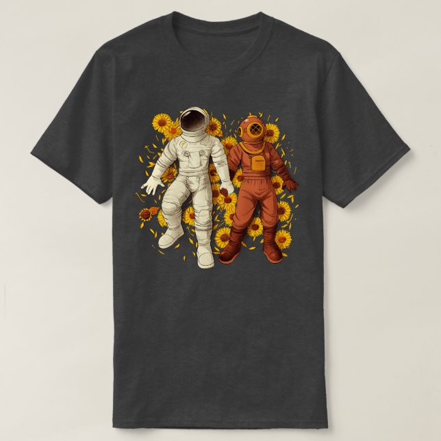 Astronaut Scuba Diving Holding Hands by Tobe Fonse T-Shirt (Design Front)