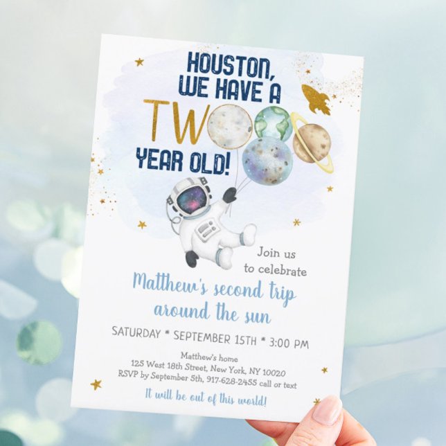 Astronaut Second Trip Around The Sun Birthday Invitation (Creator Uploaded)