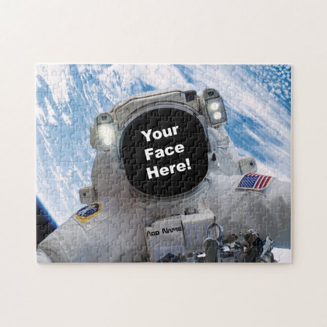 Astronaut Selfie - Add Your Face and Name Jigsaw Puzzle (Horizontal)