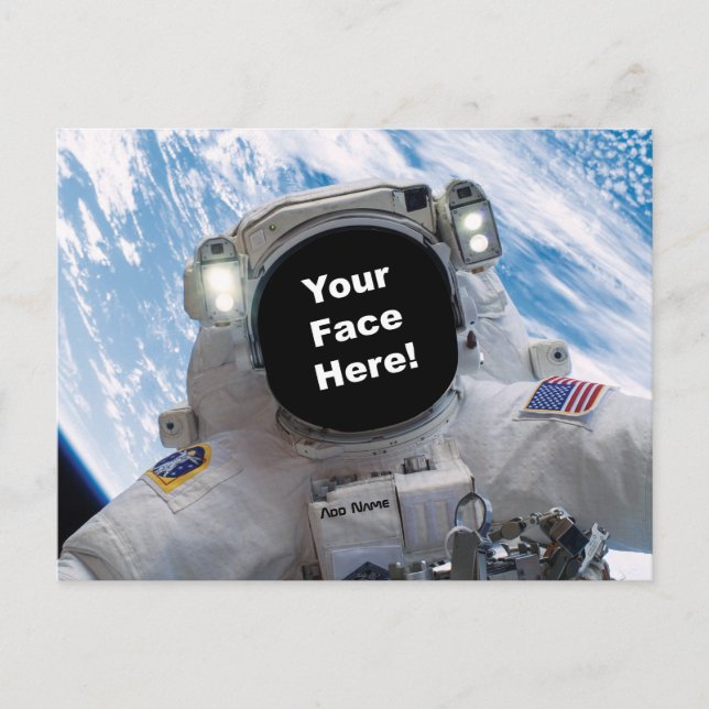 Astronaut Selfie - Add Your Face and Name Postcard (Front)