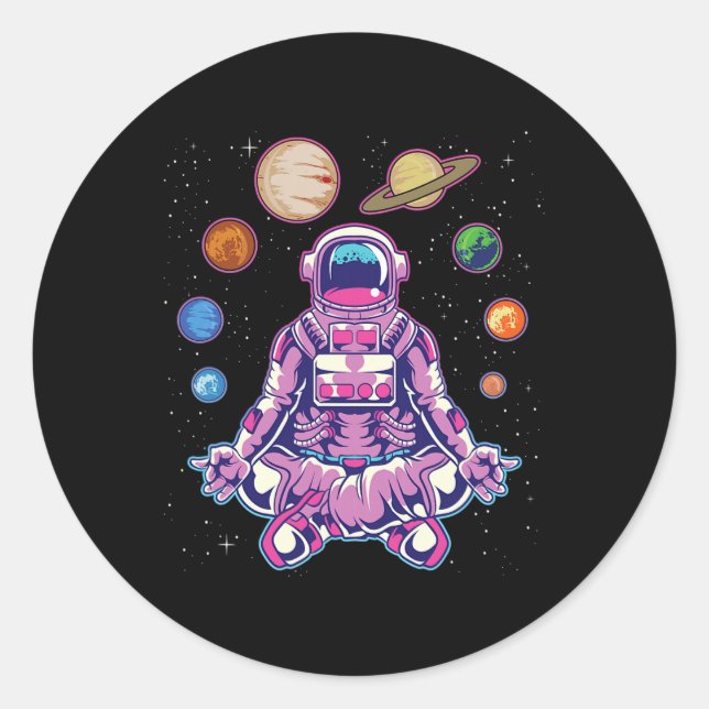Astronaut Shirts, Outer Space Yoga  Classic Round Sticker (Front)