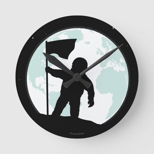 Astronaut Silhouette Round Clock (Front)