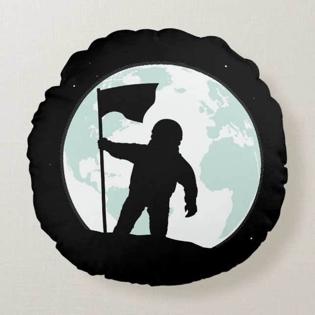 Astronaut Silhouette Round Cushion (Front)
