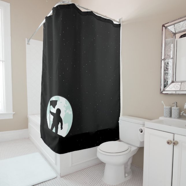Astronaut Silhouette Shower Curtain (In Situ)