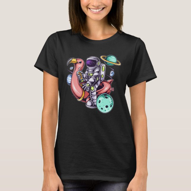 Astronaut Sitting on a Flamingo Summer Boy Girl Wo T-Shirt (Front)
