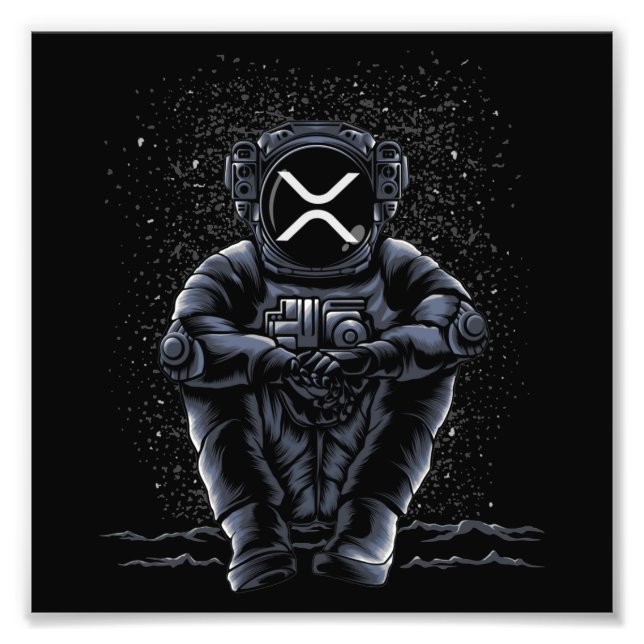 Astronaut Sitting Ripple XRP Crypto To The Moon Photo Print (Front)