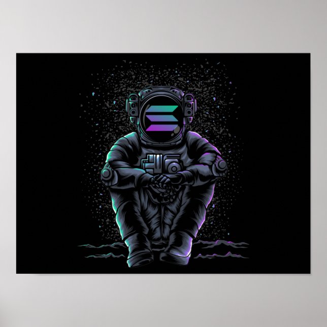 Astronaut Sitting Solana SOL To The Moon Crypto Poster (Front)