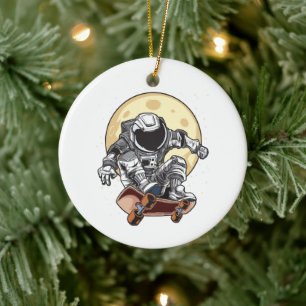 Astronaut Skate Ceramic Ornament