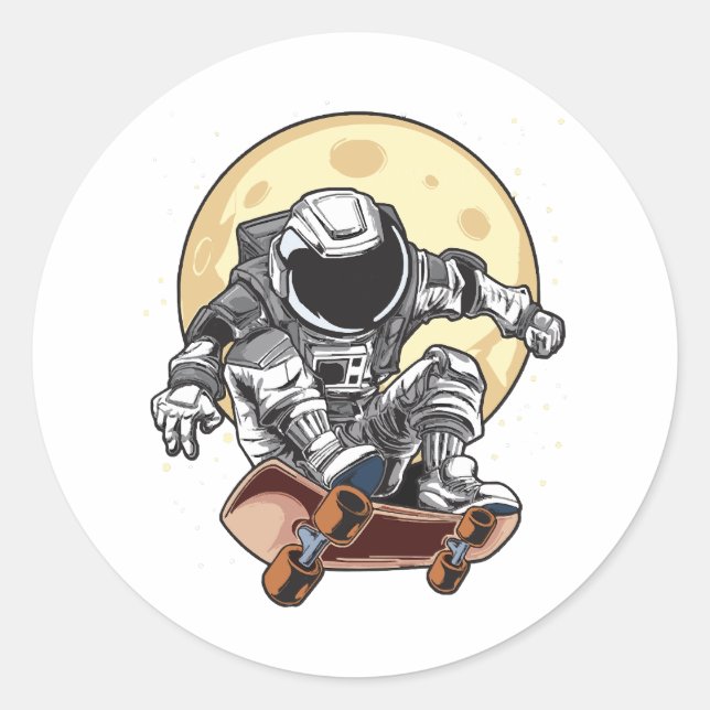 Astronaut Skate Classic Round Sticker (Front)