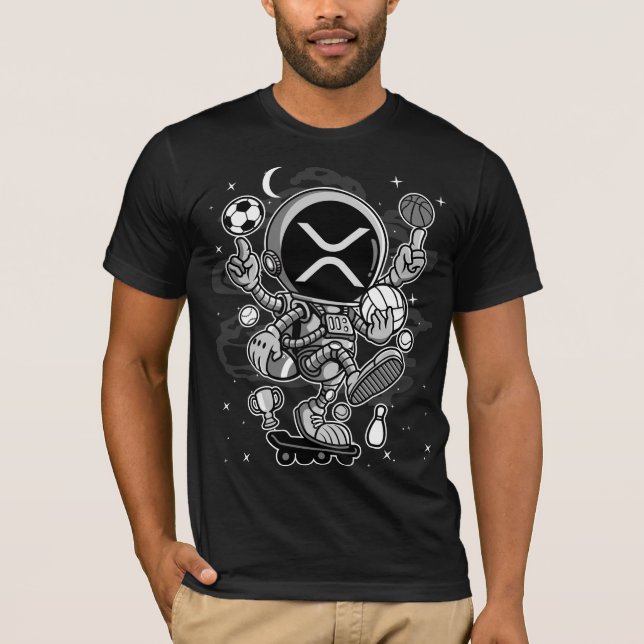 Astronaut Skate Ripple XRP Coin To The Moon Crypto T-Shirt (Front)