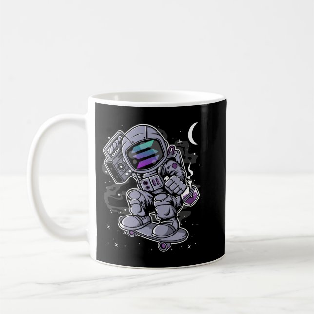 Astronaut Skate Solana SOL Crypto Coin HODL Coffee Mug (Left)