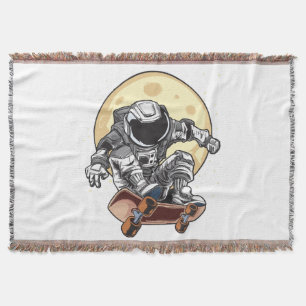 Astronaut Skate Throw Blanket