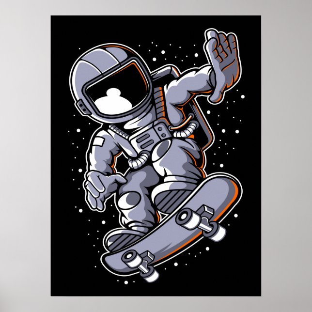 Astronaut Skateboard Jump Poster (Front)