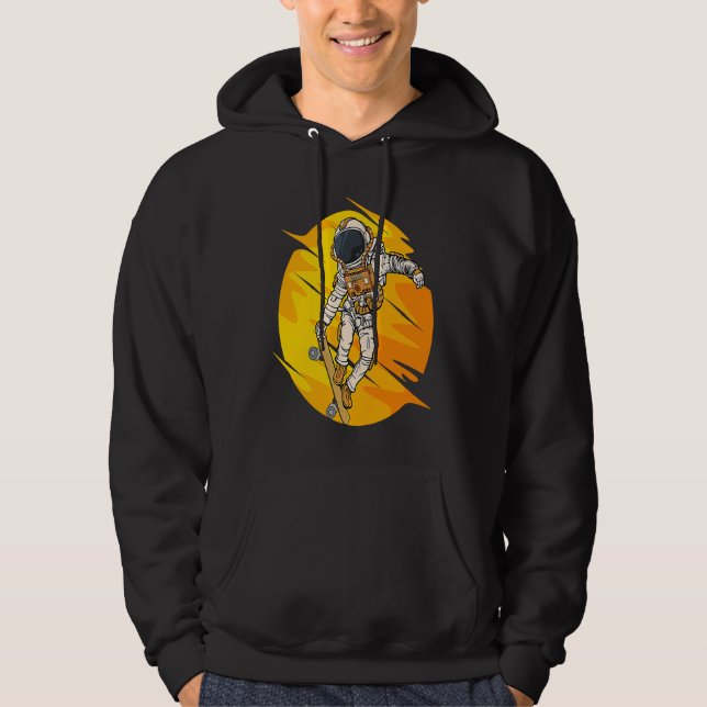 Astronaut Skateboard Skating Space Cosmos Astronau Hoodie (Front)