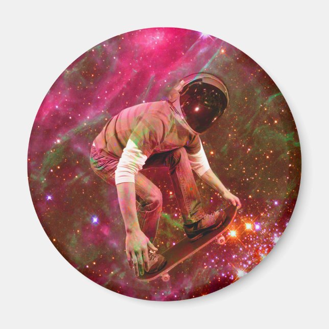 Astronaut Skateboarder Magnet (Front)
