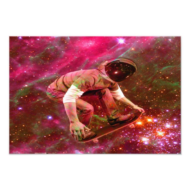 Astronaut Skateboarder Photo Print (Front)