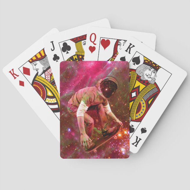 Astronaut Skateboarder Playing Cards (Back)