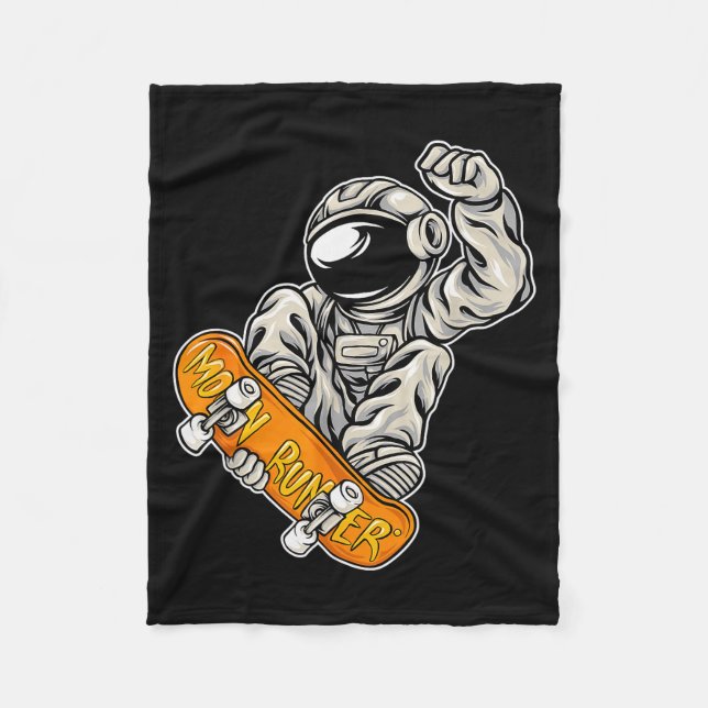 Astronaut Skateboarder, Skateboarding Lover, Astro Fleece Blanket (Front)