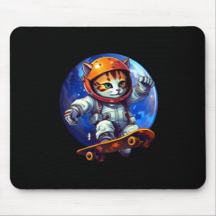 Astronaut Skateboarding Cat In Space Cat Skateboar Mouse Pad
