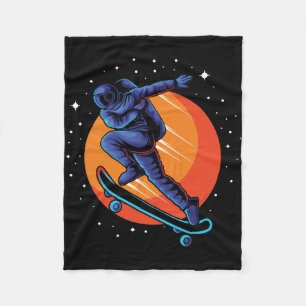 Astronaut Skateboarding In The Space Fleece Blanket
